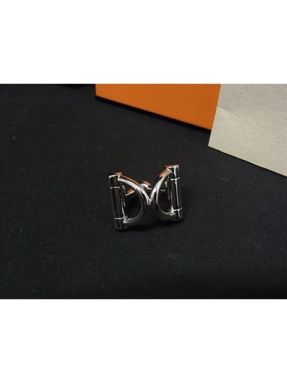 Hermes Mini Double D Twilly Ring Scarf Closure Silver